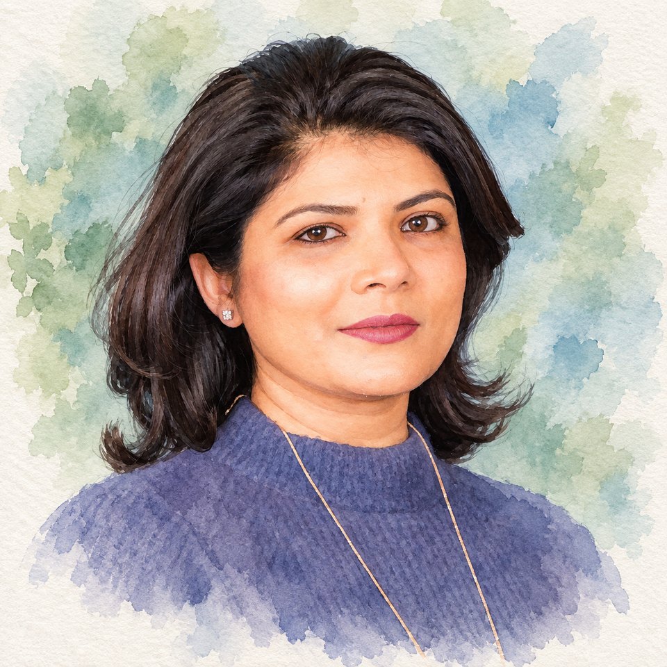Watercolor portrait of Maithili Dandige